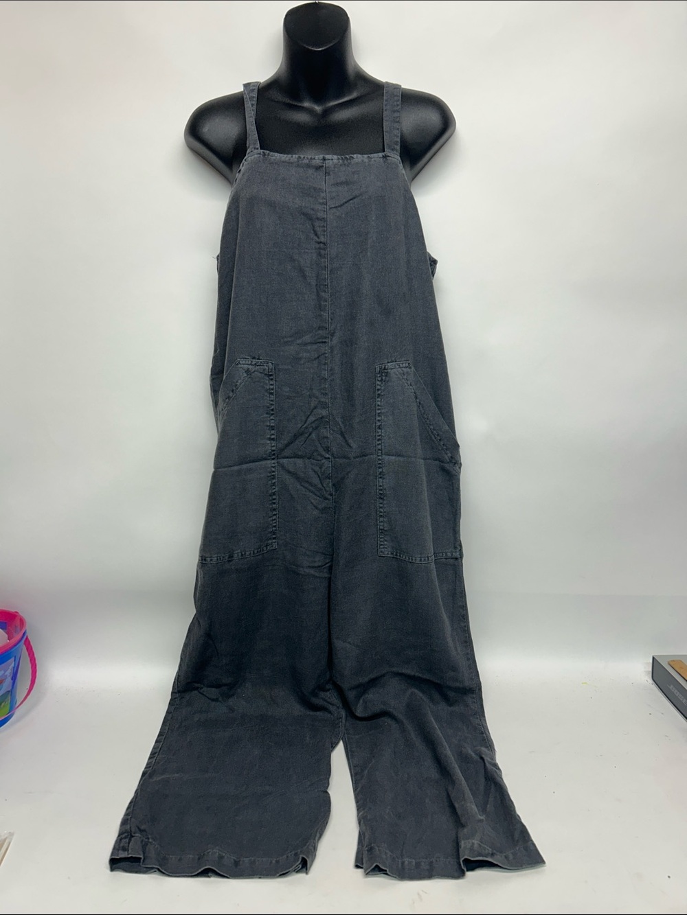Universal Thread Black Washed Wide-Leg  Overalls - Women linen rayon